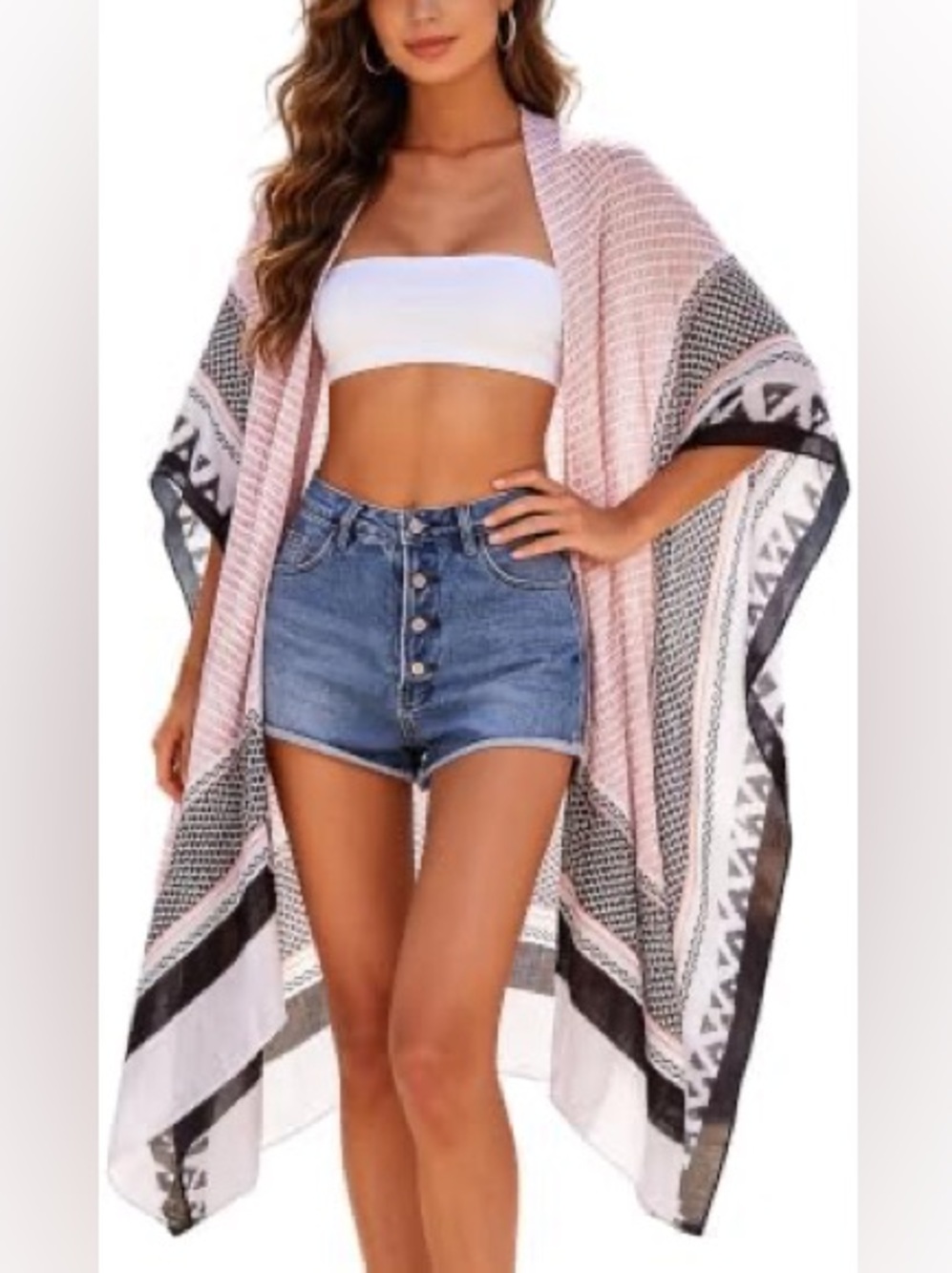 Swimsuit Cover Up Kimono Boho Loose Summer Cardigan Bikini Beachwear Kimono
